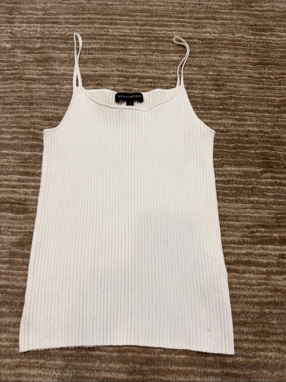 Banana Republic Cream Ribbed Knit Spaghetti Strap Cami